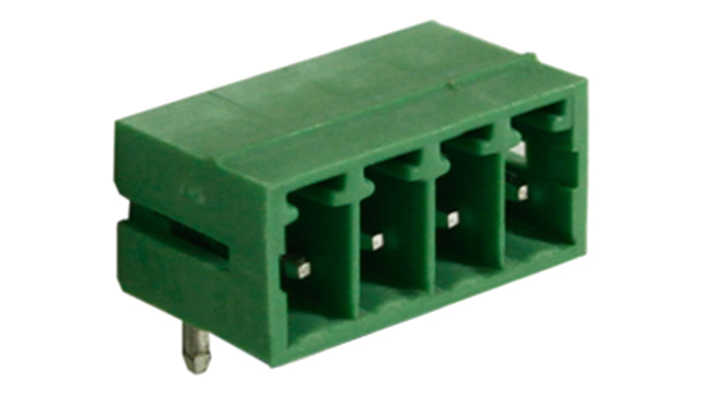 RS PRO 3.81mm Pitch 4 Way Right Angle Pluggable Terminal Block, Header, Through Hole, Solder Termination