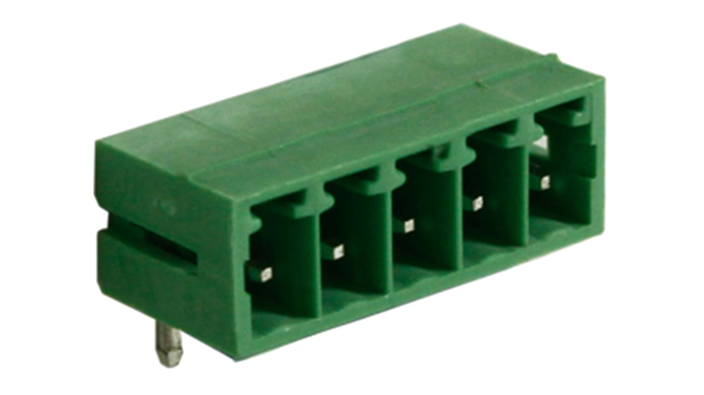 RS PRO 3.81mm Pitch 5 Way Right Angle Pluggable Terminal Block, Header, Through Hole, Solder Termination