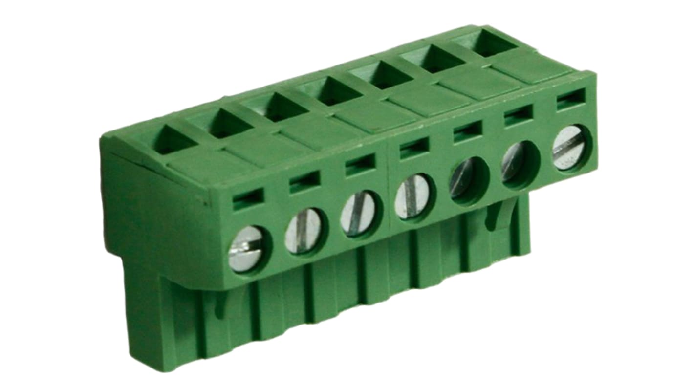 RS PRO 5mm Pitch 7 Way Right Angle Pluggable Terminal Block, Plug, Through Hole, Screw Termination