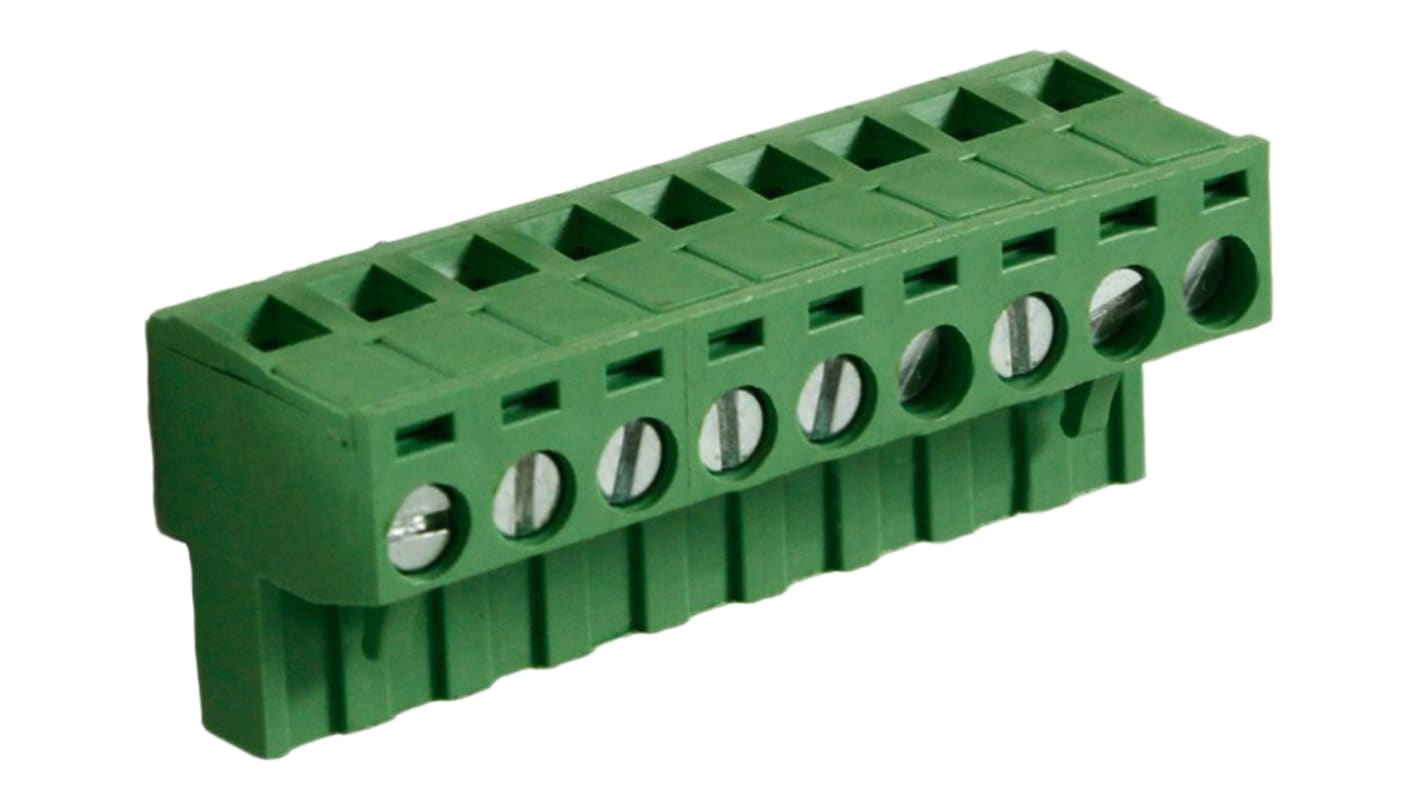 RS PRO 5mm Pitch 9 Way Right Angle Pluggable Terminal Block, Plug