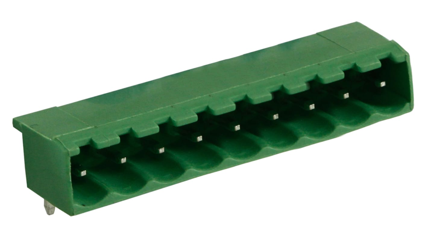 RS PRO 5.0mm Pitch 9 Way Right Angle Pluggable Terminal Block, Header, Through Hole, Solder Termination