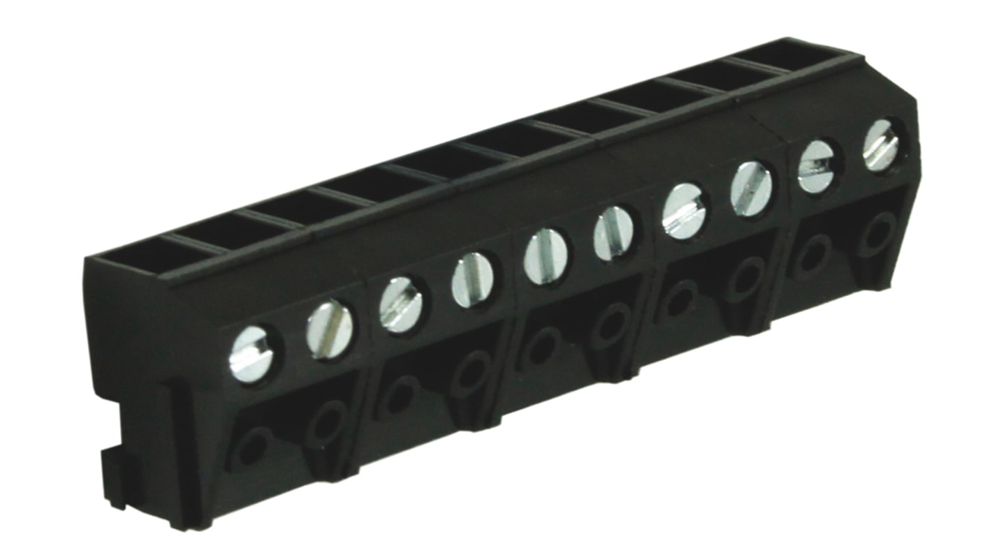 RS PRO PCB Terminal Block, 10-Contact, 5mm Pitch, Through Hole Mount, 1-Row, Screw Termination