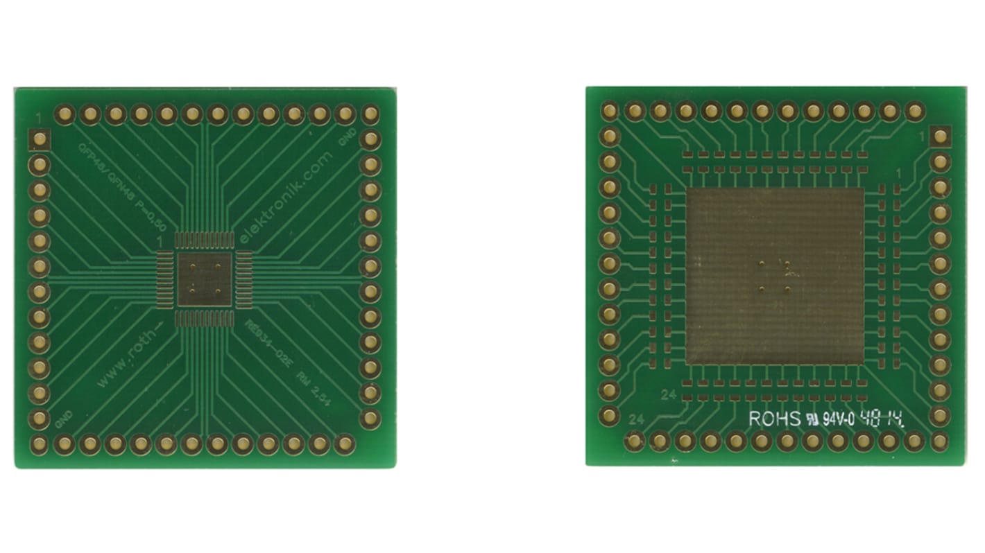 Roth Elektronik Multiadapter mit Adaptionsplatine FR4 Epoxidfaserverstärktes Glas 35μm 2-seitig 38.1 x 38.1 x 1.5mm