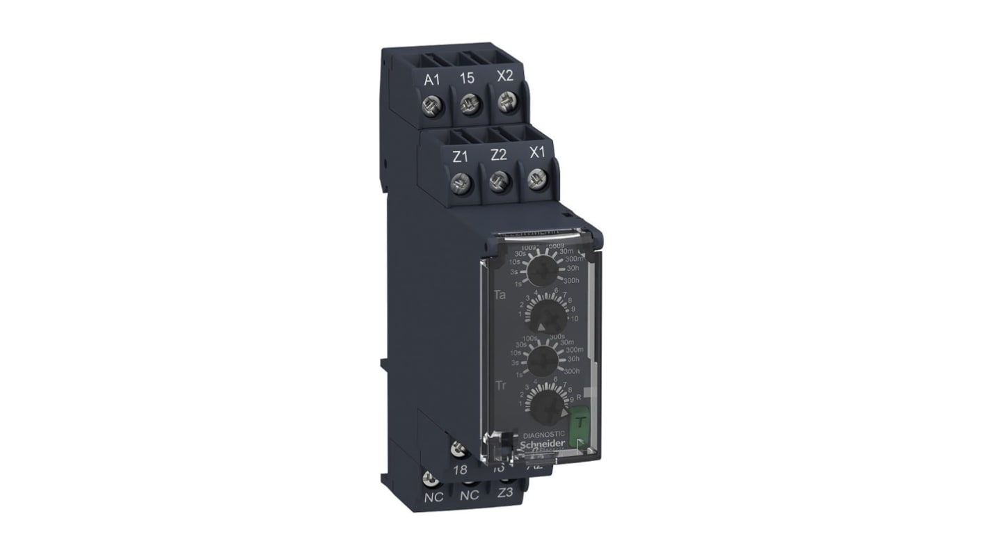 Schneider Electric 24 → 240V ac/dc Timer Relay, 1 timerfunktion DIN-skinne