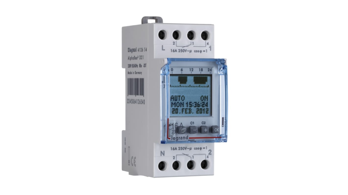 Legrand Digital DIN Rail Time Switch 230 V ac, 1-Channel