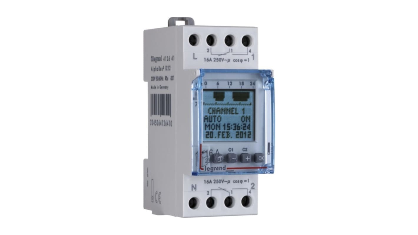 Legrand Digital DIN Rail Time Switch 230 V ac, 2-Channel