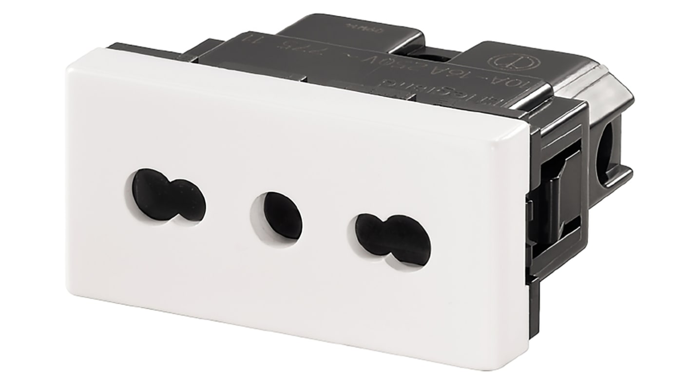 Weidmüller White 1 Gang Plug Socket, 2+E Poles, 16A, Type L - Italian, Outdoor Use