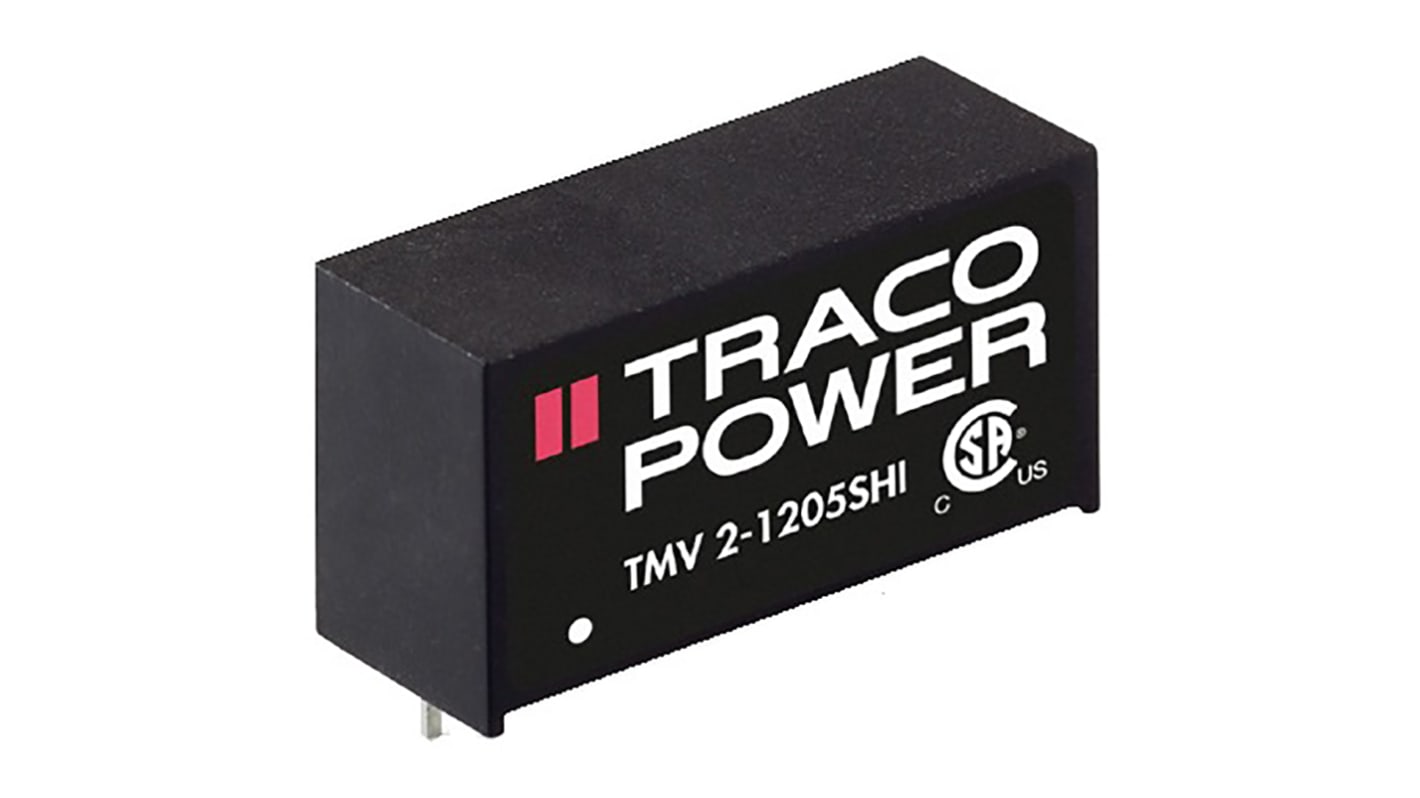 TRACOPOWER TMV 2HI DC-DC Converter, 5V dc/ 400mA Output, 4.5 → 5.5 V dc Input, 2W, Through Hole, +80°C Max Temp