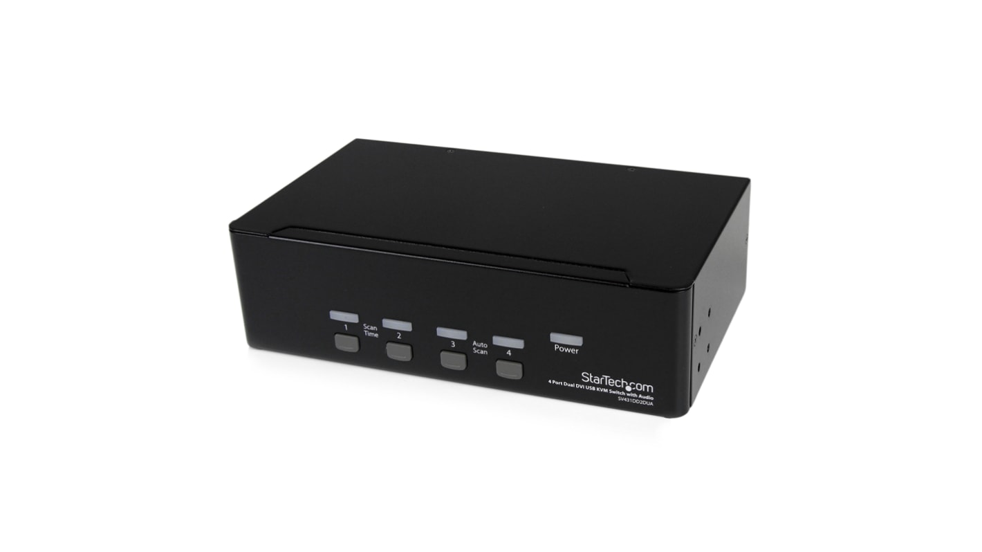 Przełącznik KVM 3.5 mm Stereo SV431DD2DUA, 4-portowy USB 2 2, Startech DVI