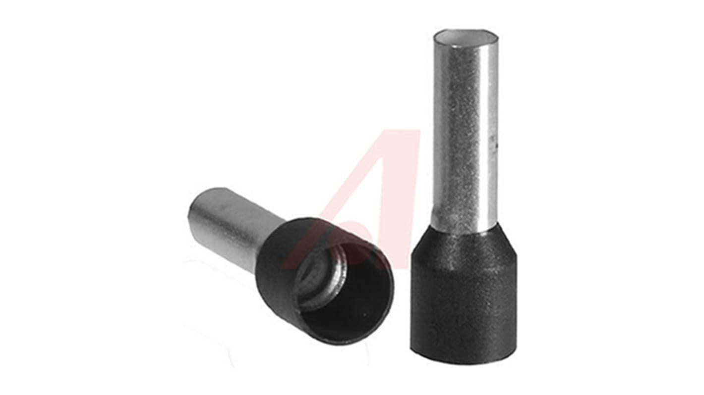 Altech Insulated Crimp Bootlace Ferrule, 12mm Pin Length, 3.9mm Pin Diameter, 6mm² Wire Size, Black