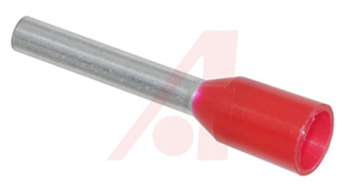 Altech Insulated Crimp Bootlace Ferrule, 10mm Pin Length, 3.5mm Pin Diameter, 1mm² Wire Size, Red