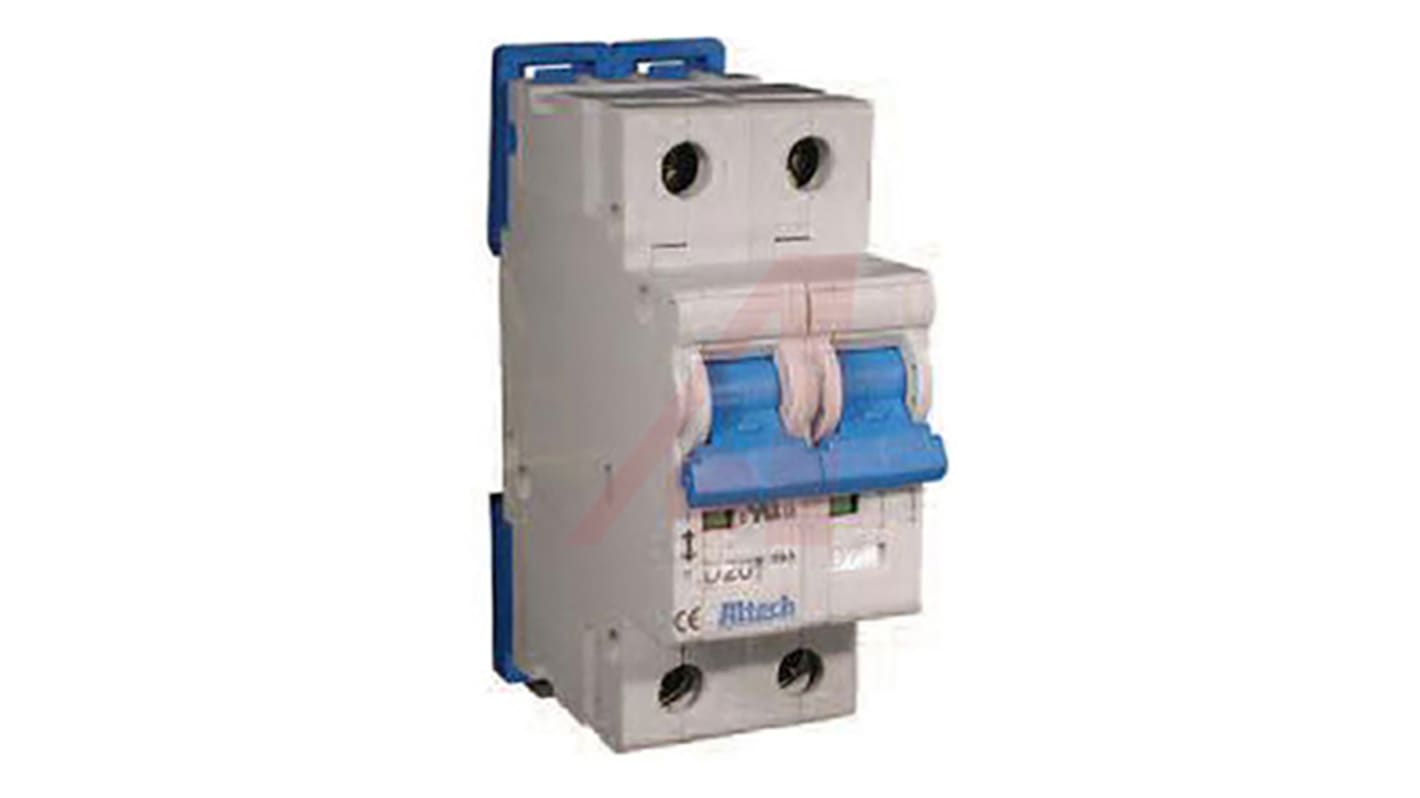 Altech Thermal Circuit Breaker - R 2 Pole 480Y/277V Voltage Rating DIN Rail Mount, 20A Current Rating