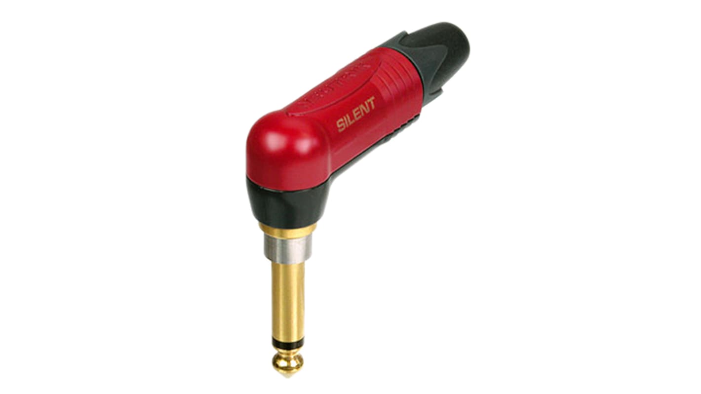 Connettore jack, 6.35 mm, Maschio, Rosso, Montaggio su cavo