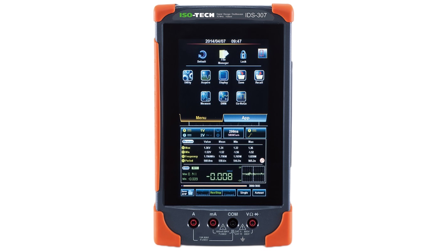 ISO-TECH GDS-300 Series Digital Digital Storage, Portable Oscilloscope, 2 Analogue Channels, 70MHz