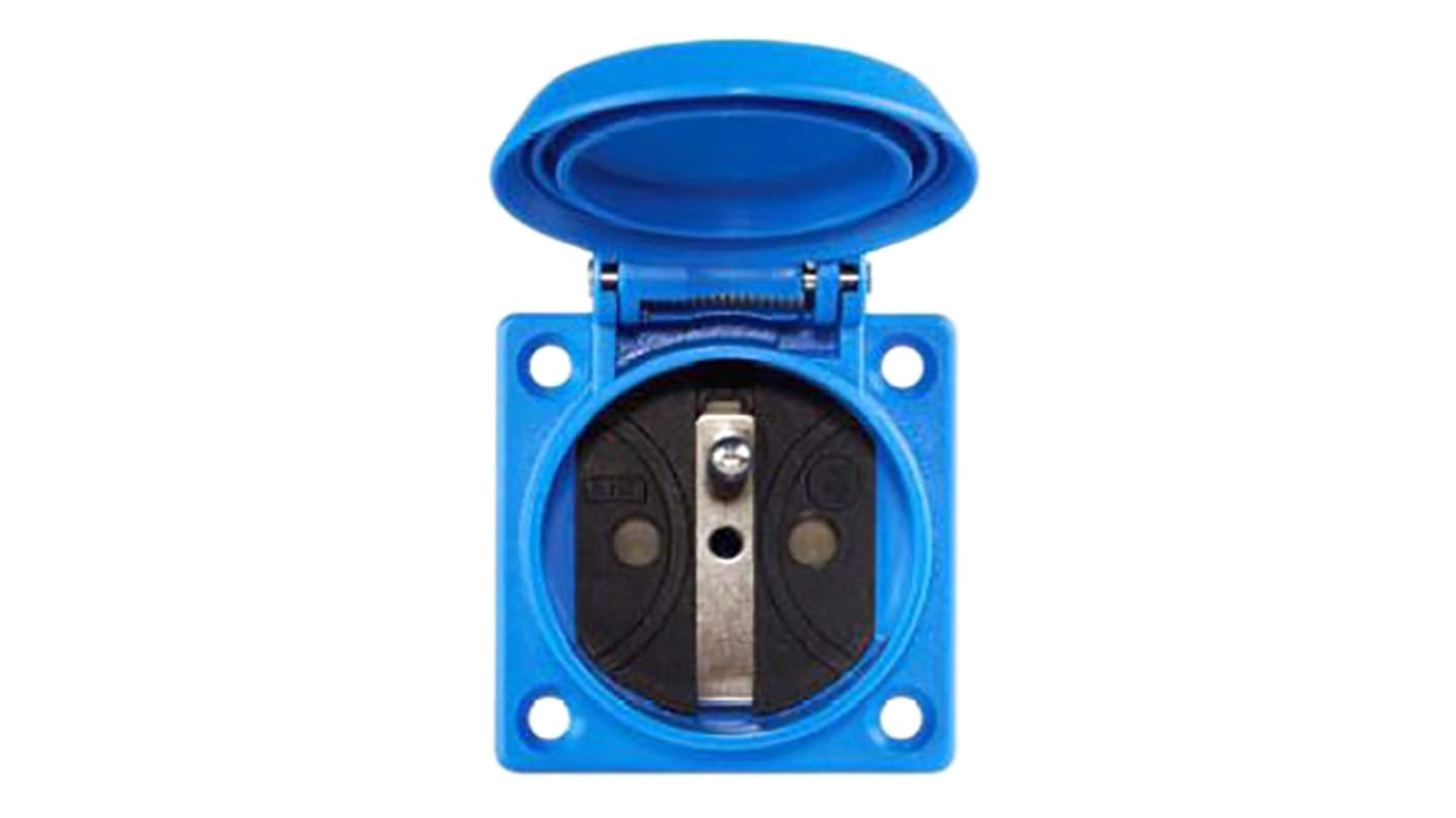 ABL Sursum Blue 1 Gang Plug Socket, 2 Poles, Type E - French, Outdoor Use