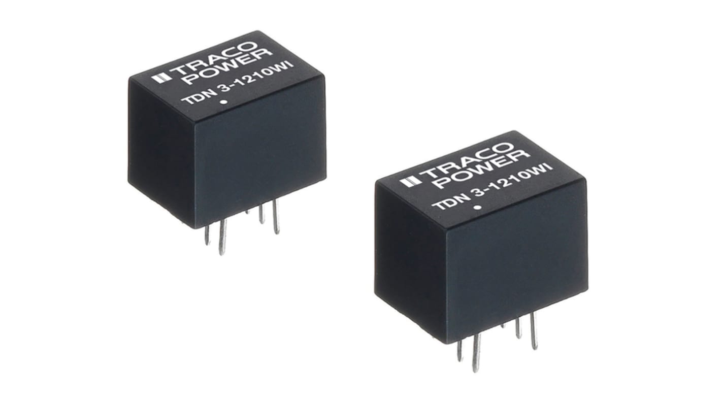 TRACOPOWER TDN 3WI DC-DC Converter, 12V dc/ 250mA Output, 4.5 → 18 V dc Input, 3W, Through Hole, +70°C Max Temp