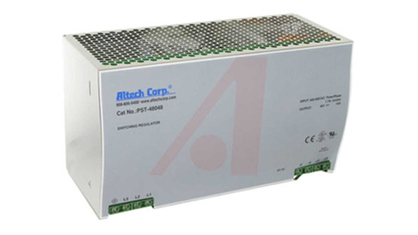 Altech PST-480 Switch Mode DIN Rail Power Supply, 340 → 550V ac ac, dc Input, 48V dc dc Output, 10A Output, 480W