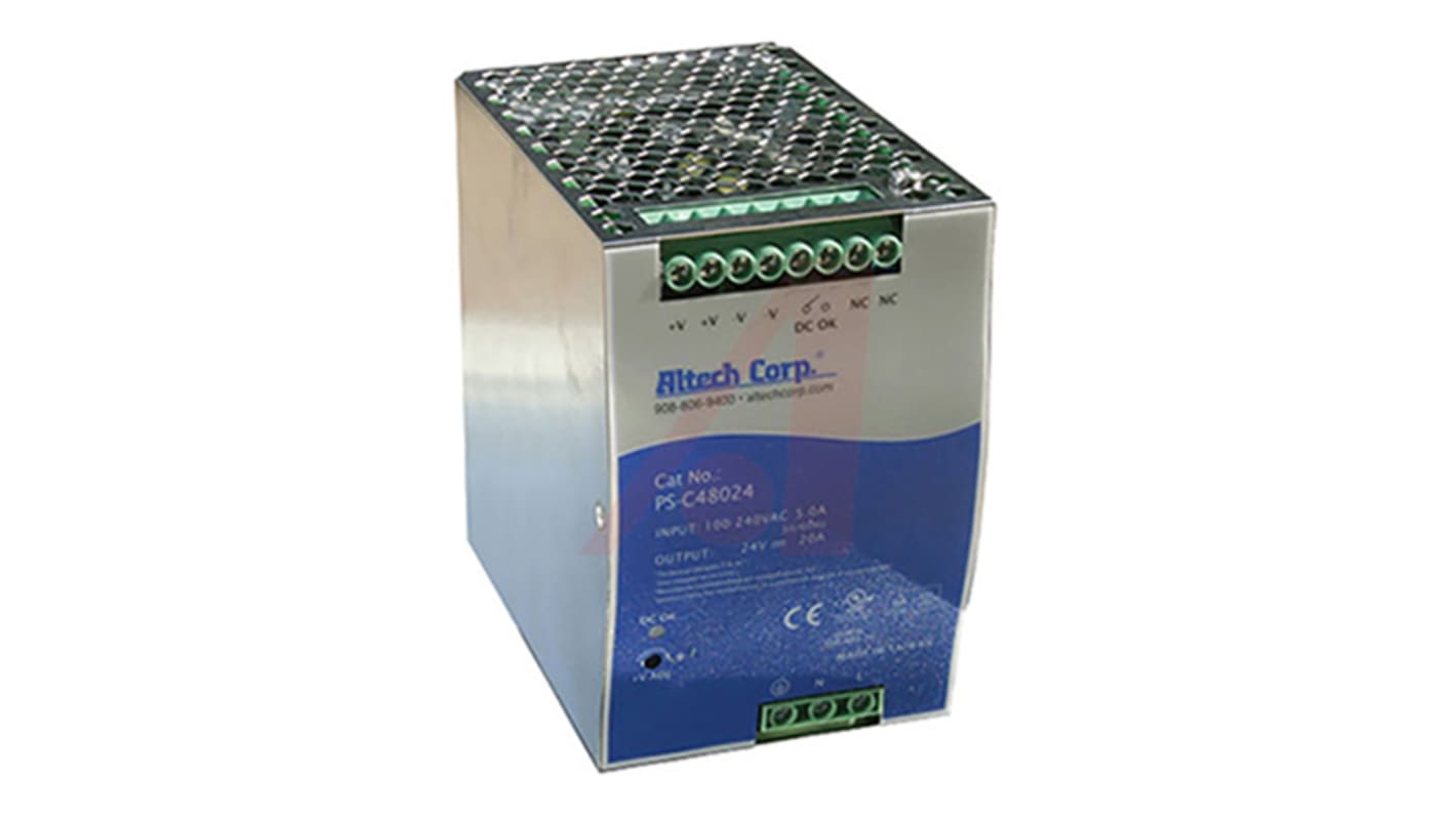 Altech PS-C480 Switch Mode DIN Rail Power Supply, 90 → 264V ac ac, dc Input, 48V dc dc Output, 10A Output, 480W