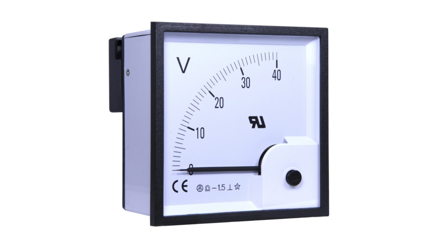 RS PRO Analogue Voltmeter DC ±1.5 %, 92 x 92 mm