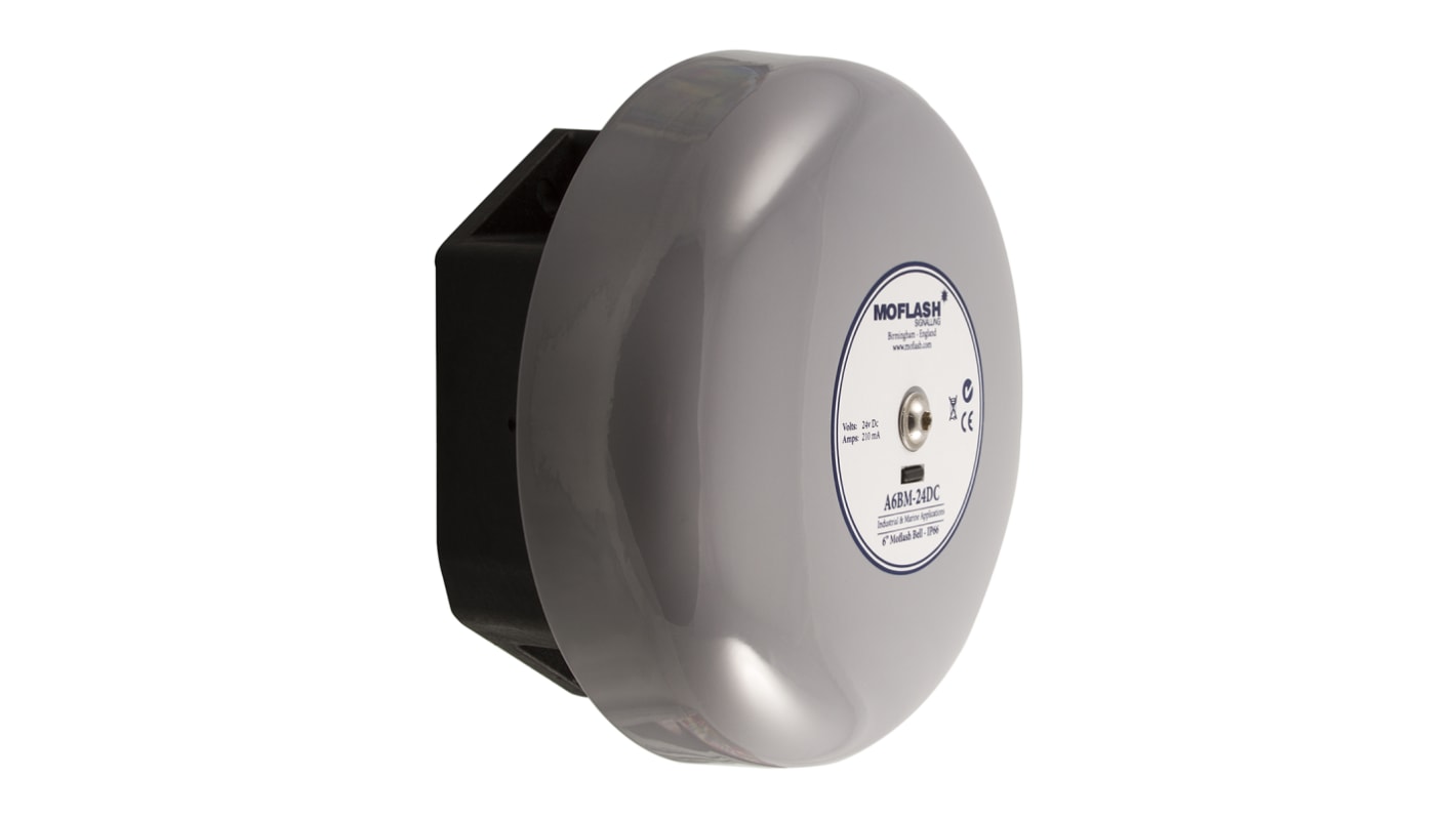 Moflash A6BM Series Surface Mount Electronic bell, 115 V ac, 106dB at 1 m, IP66, AC, Single-Tone