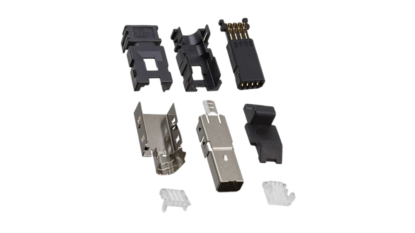 Conector macho en miniatura de E/S TE Connectivity serie Type I Negro Aleación de Cobre Montaje de Cable Recto 8 vías