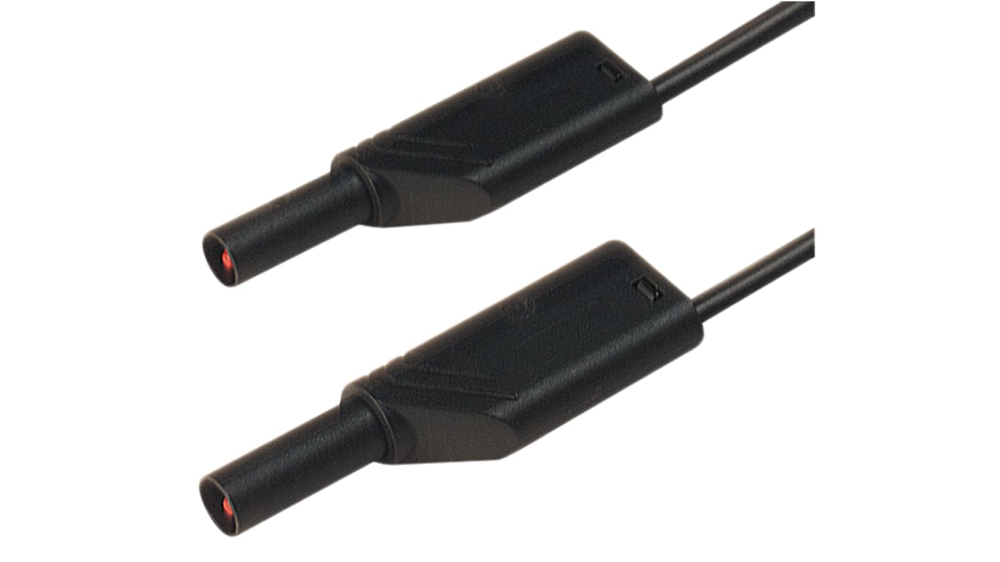 Cable de prueba con conector de 4 mm  Hirschmann de color Negro, Macho-Macho, 1000V ac/dc, 16A, 2m