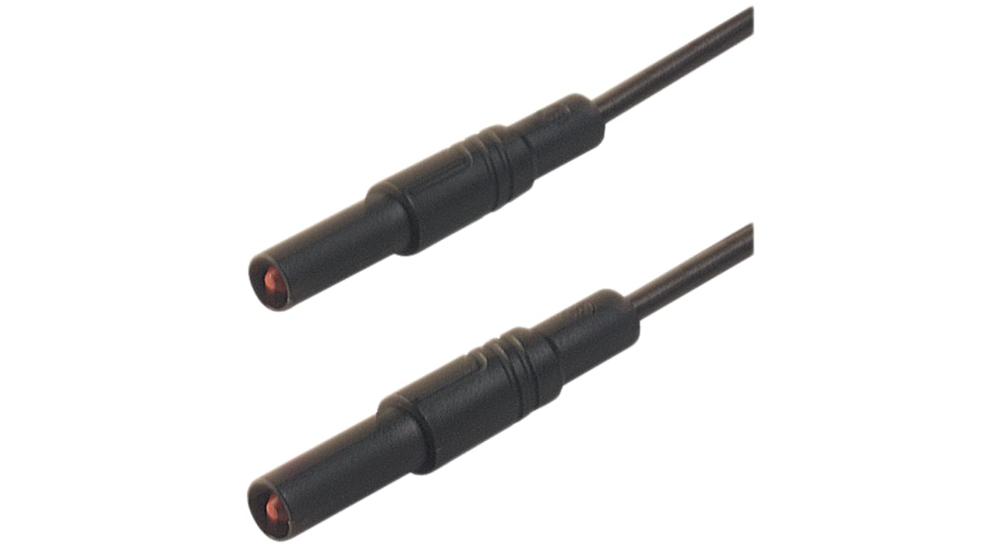 Cable de prueba con conector de 4 mm  Hirschmann de color Negro, Macho-Macho, 1000V ac/dc, 16A, 500mm