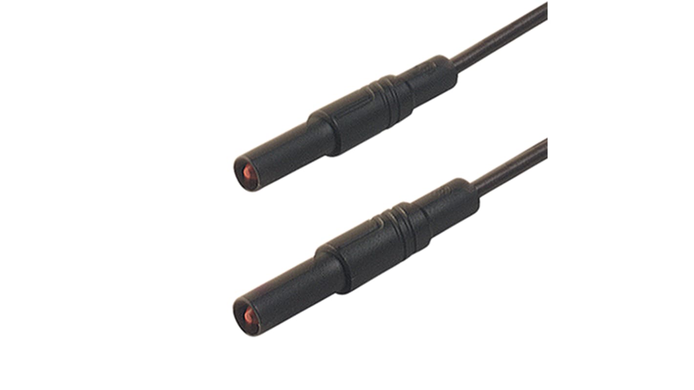 Cable de prueba con conector de 4 mm  Hirschmann de color Negro, Macho-Macho, 1000V ac/dc, 16A, 2m