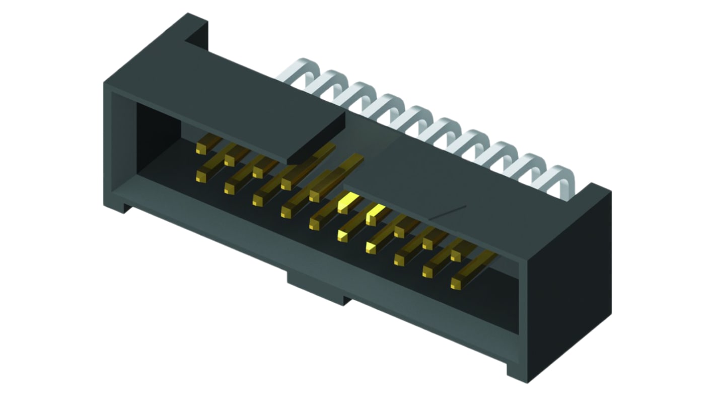 Samtec SHF Series Right Angle Through Hole PCB Header, 40 Contact(s), 1.27mm Pitch, 2 Row(s), Shrouded