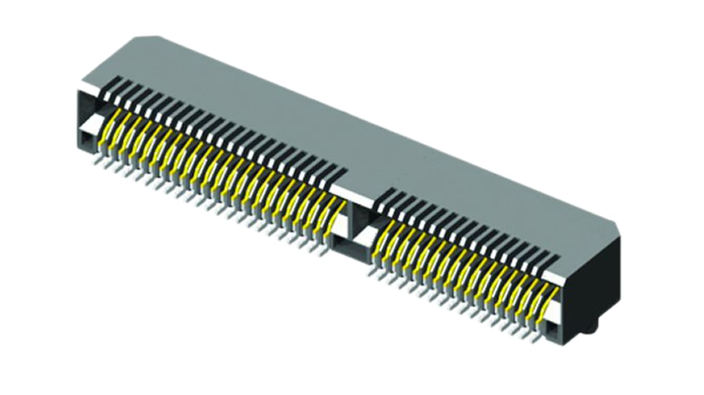 Samtec MEC8-RA Series Right Angle Female Edge Connector, Edge Mount, 80-Contacts, 0.8mm Pitch, 2-Row, Solder Termination