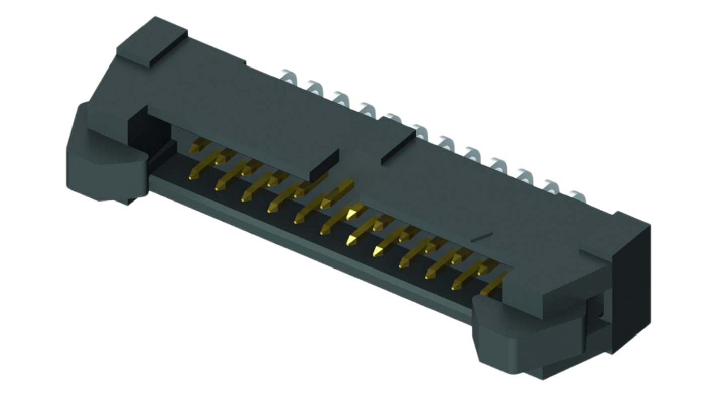 Samtec EHT Series Right Angle Through Hole PCB Header, 40 Contact(s), 2.0mm Pitch, 1 Row(s), Shrouded