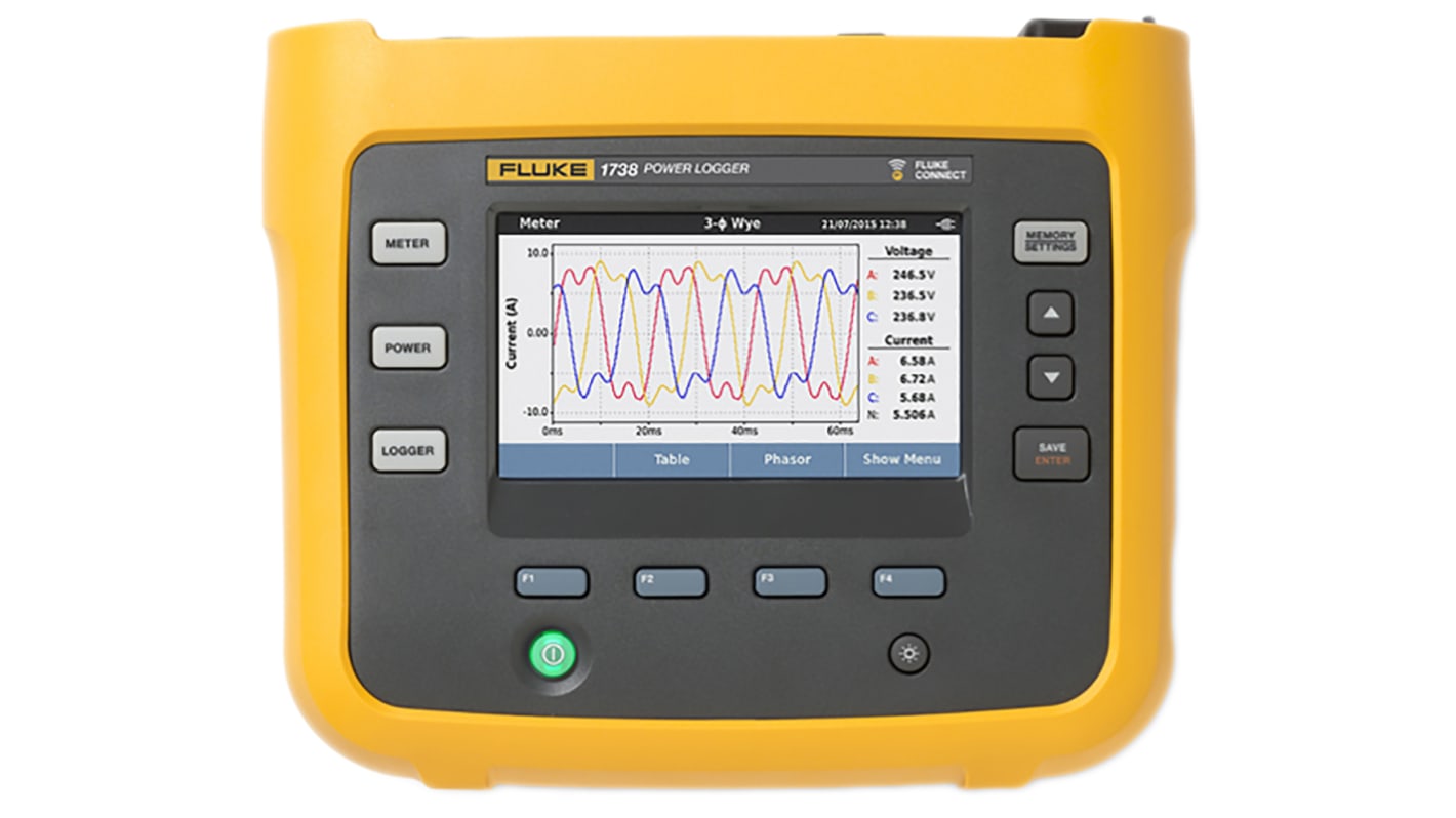 Fluke 1738 Three Phase Power Energy Monitor, Bluetooth, USB A, USB Mini, Wi-Fi