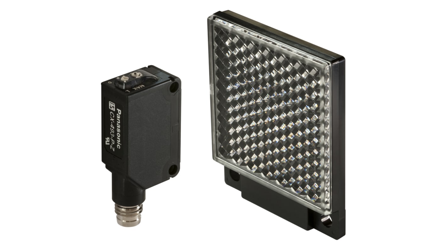 Panasonic Retroreflective Photoelectric Sensor, Block Sensor, 3 m Detection Range