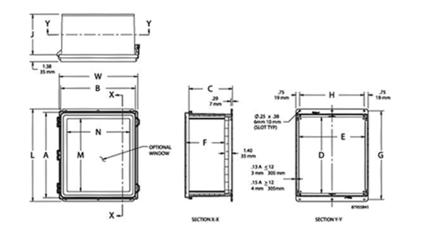 Hoffman Enclosures Polyester Wall Box, Viewing Window, 458 mm x 389 mm x 212mm