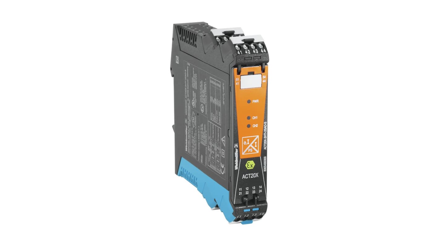 Weidmüller ACT20X Series Signal Conditioner, Current, RTD, Thermocouple, Voltage Input, Current Output, 19.2 →