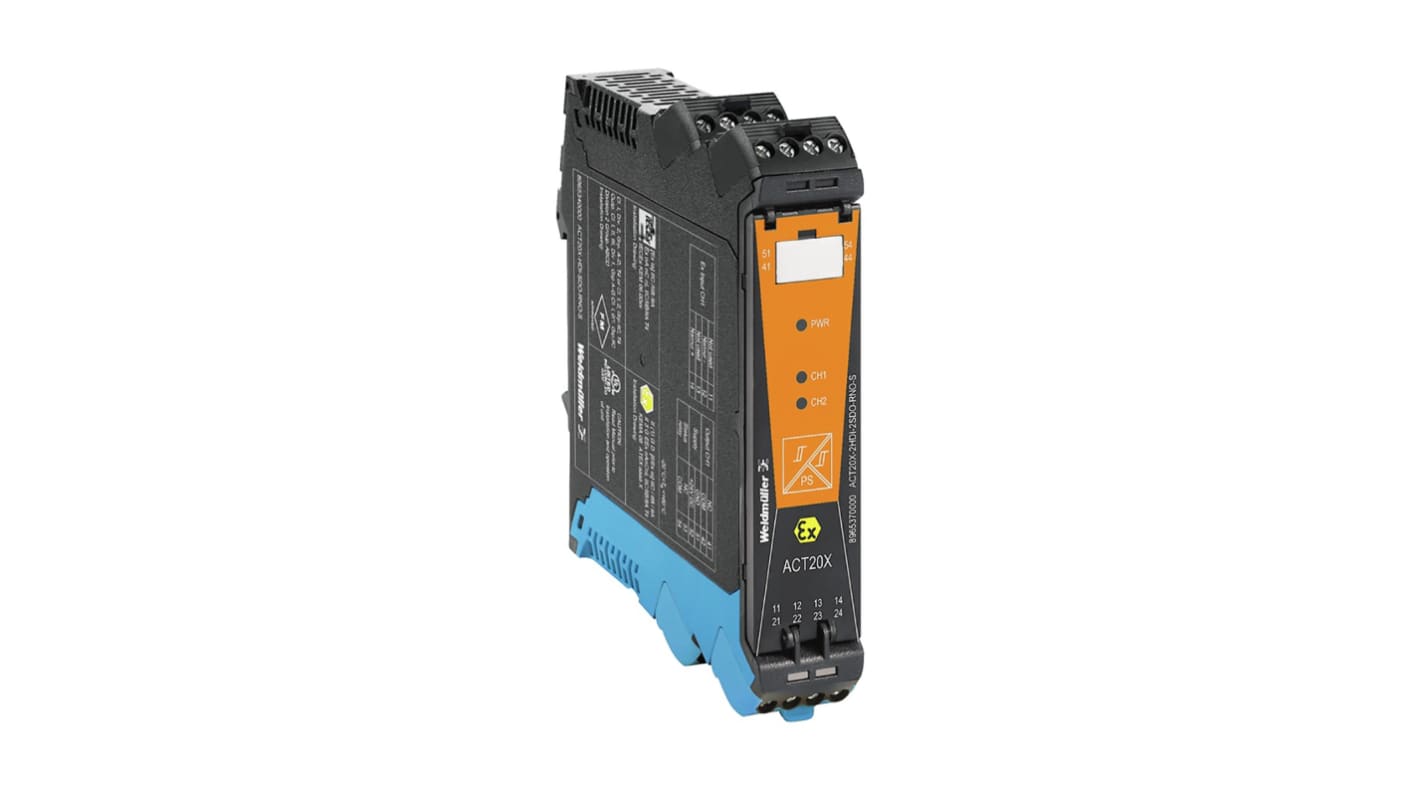 Weidmüller ACT20X Signalwandler, Signaltrenner 19.2 → 31.2V, NPN, PNP ≤28V dc EIN / Relais DIN-Schiene, IECEx