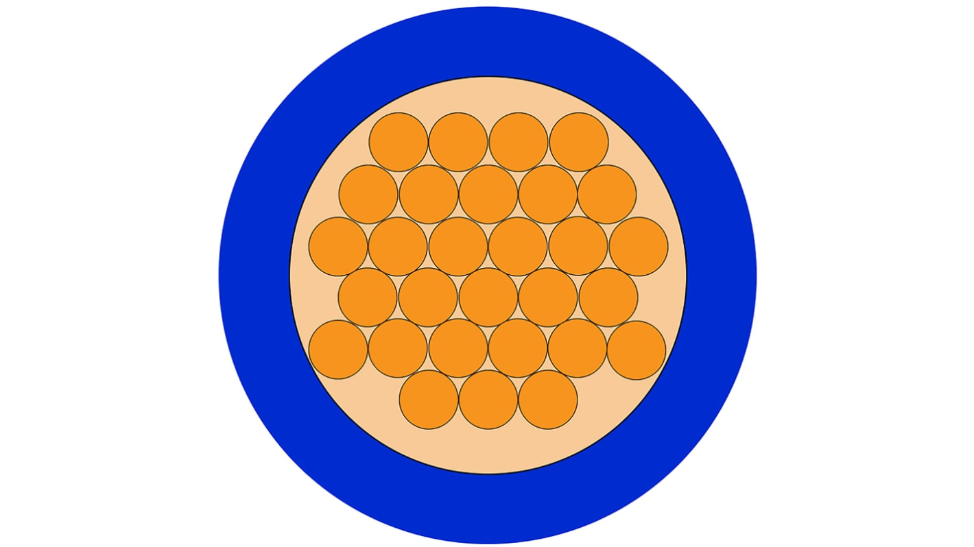 RS PRO Kapcsolóhuzal, keresztmetszet területe: 6 mm², részei: 75/0,3 mm, Kék burkolat, 750 V, 100m