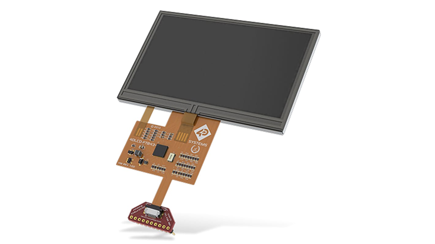 Display LCD a colori 4D Systems, 4.3poll, interfaccia SPI, 480 x 272pixels, touchscreen