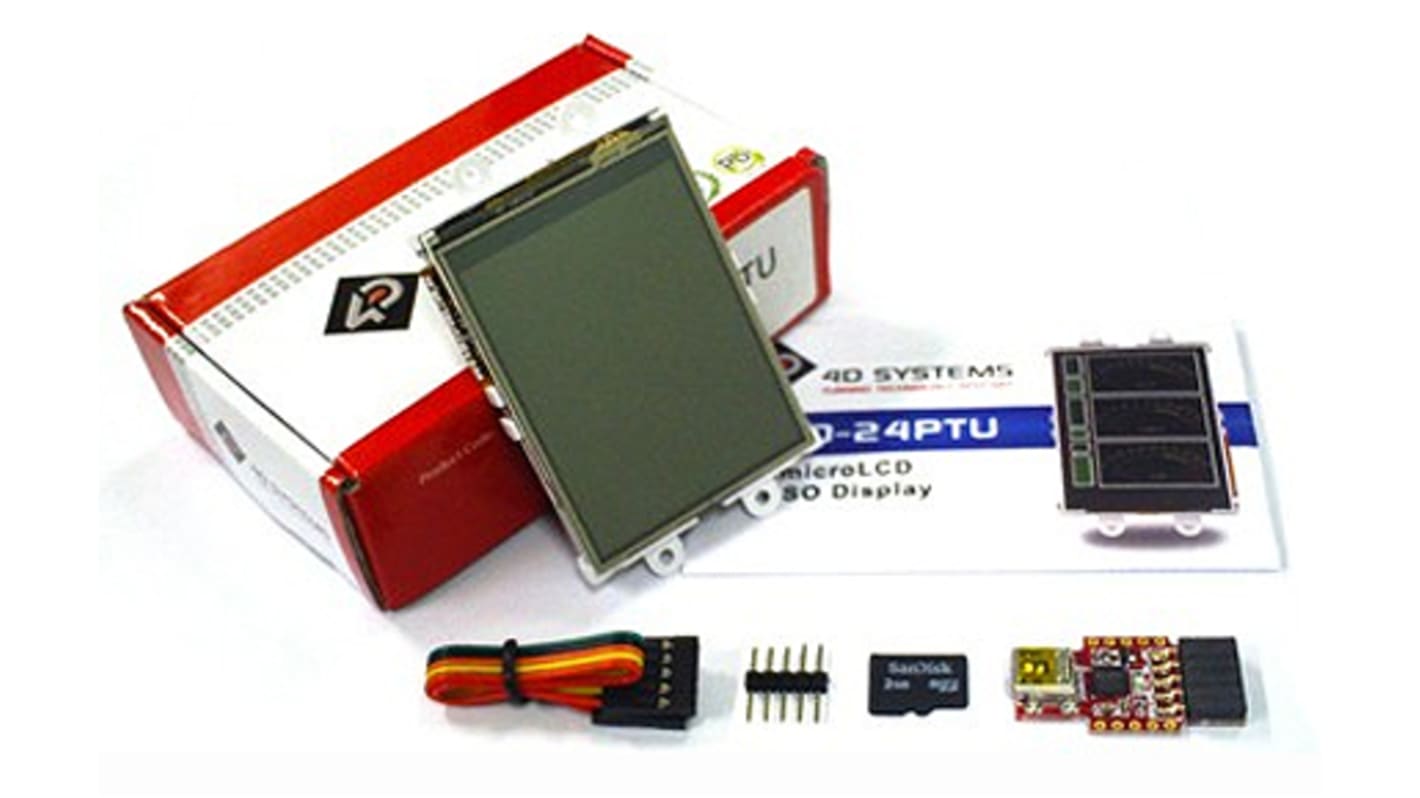 Kit de inicio de display LCD color TFT táctil resistivo 4D Systems de 2.4plg, 240 x 320 pixels