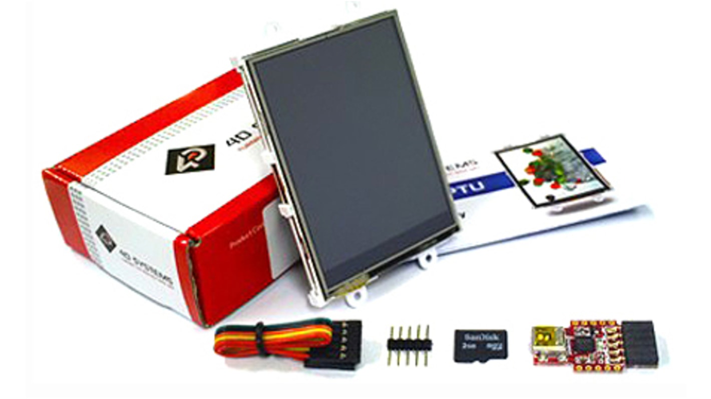 4D Systems Farb-LCD Starterkit 2.8Zoll mit Touch Screen Resistiv, 240 x 320 pixels Lichtdurchlässig