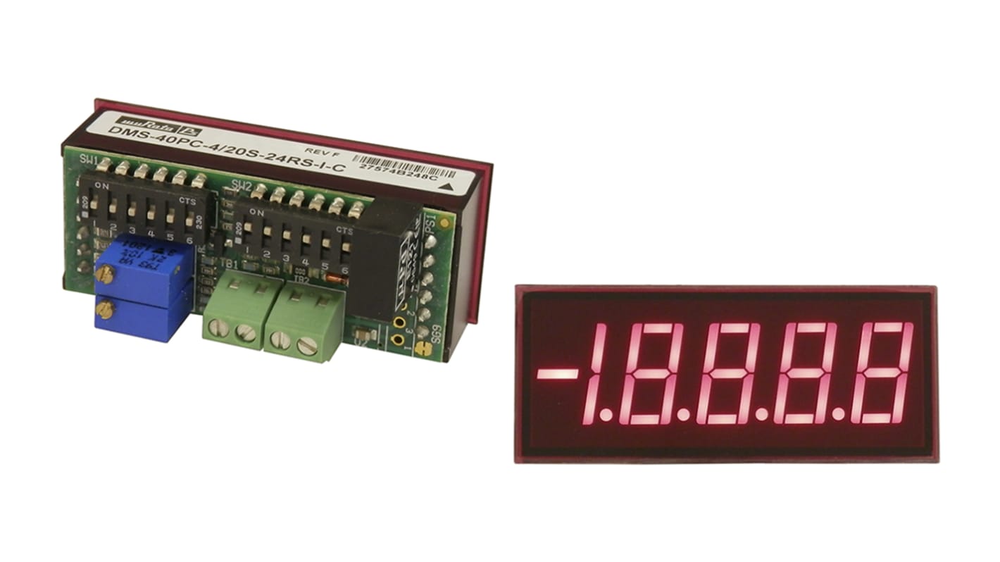 Murata DMS-40PC-4/20S LED Digital Panel Multi-Function Meter for Current, 22.30mm x 53.80mm