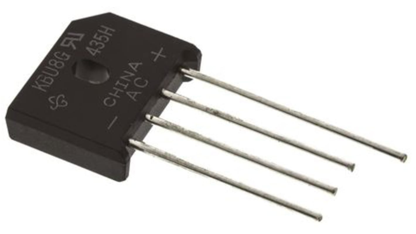 Vishay Brückengleichrichter, 1-phasig 6A 600V THT 1V KBU 4-Pin 5μA Siliziumverbindung