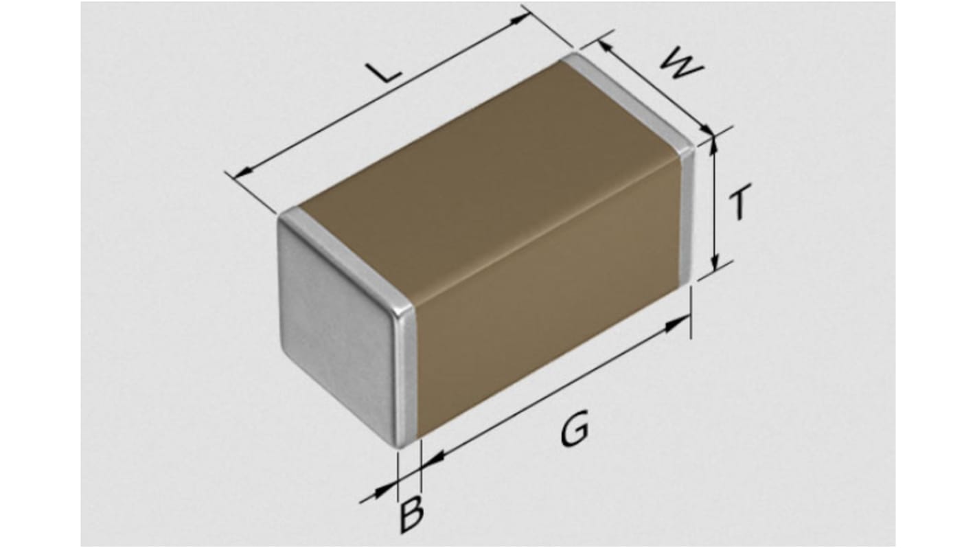 TDK, CGA, SMD MLCC, Vielschicht Keramikkondensator X7R, 2.2μF ±10% / 50V dc, Gehäuse 1206 (3216M)