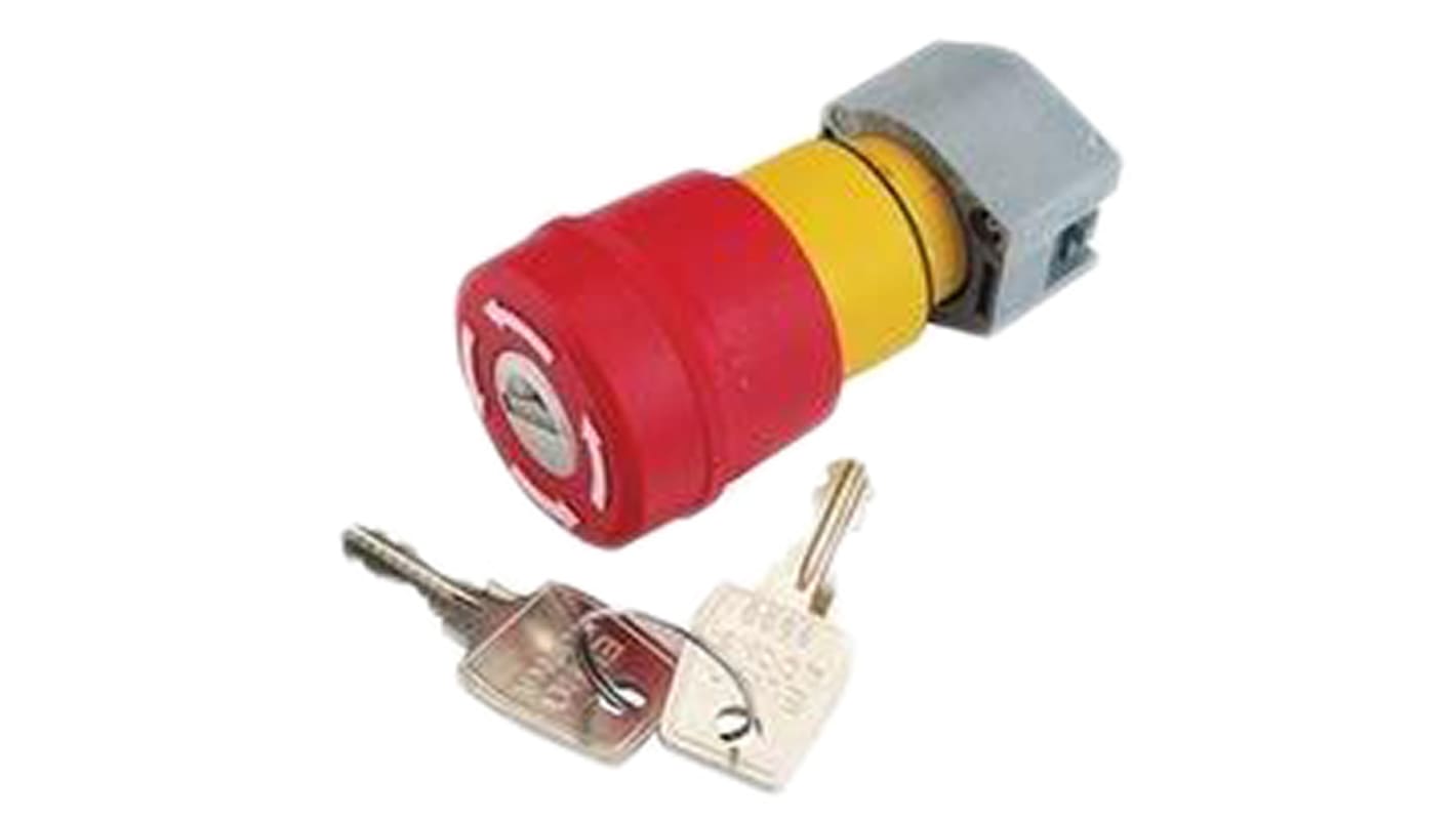 EAO Tafelmontage Not-Aus-Schalter, Kunststoff Rundform, Rot beleuchtet Ø 22mm, x 76mm, x 148mm, Schlüsselentriegelung