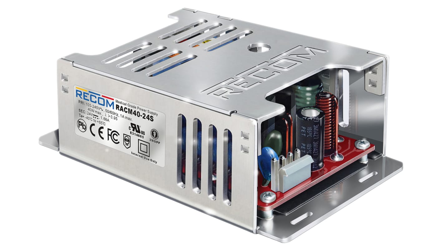Recom Switching Power Supply, RACM40-15S, 15V dc, 2.666A, 40W, 1 Output, 90 → 264V ac Input Voltage