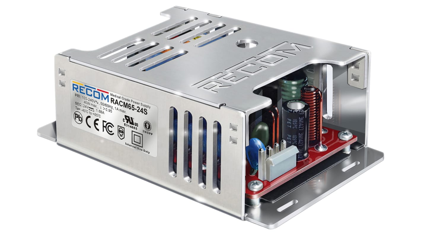 Alimentatore switching Recom RACM65-15S, 0.15W, ingresso 85 → 264V ca, uscita 15V cc, 4.33A RACM65