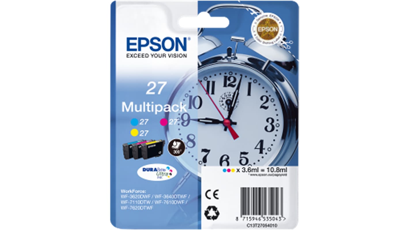 Cartucho de tinta, Epson, Cian, magenta, amarillo, para usar con WorkForce WF-3620DWF, WorkForce WF-3640DTWF, WorkForce