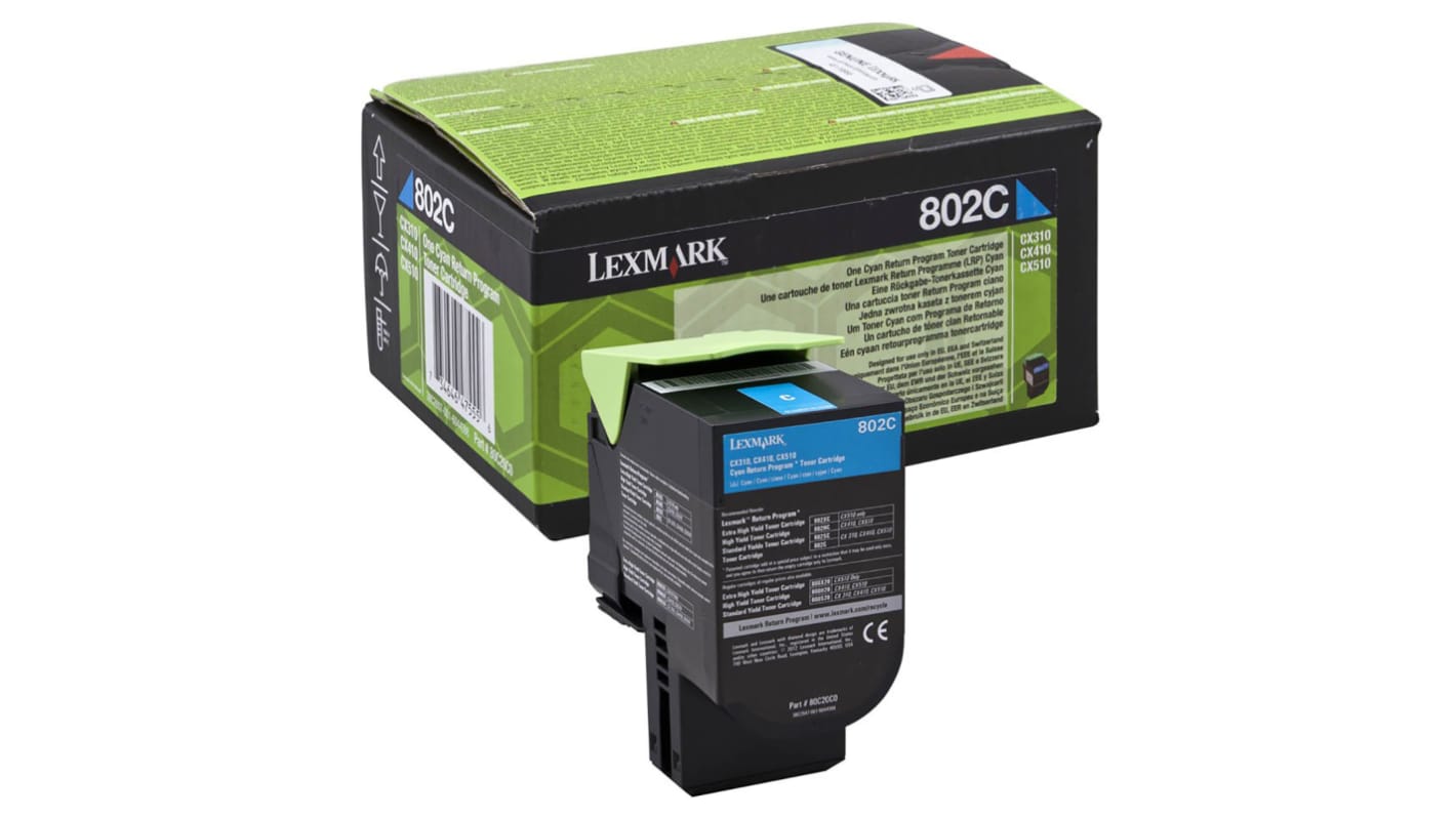 Lexmark 80C20C0 Toner Cyan für Lexmark Drucker, 1000 Seitenertrag (ca.)