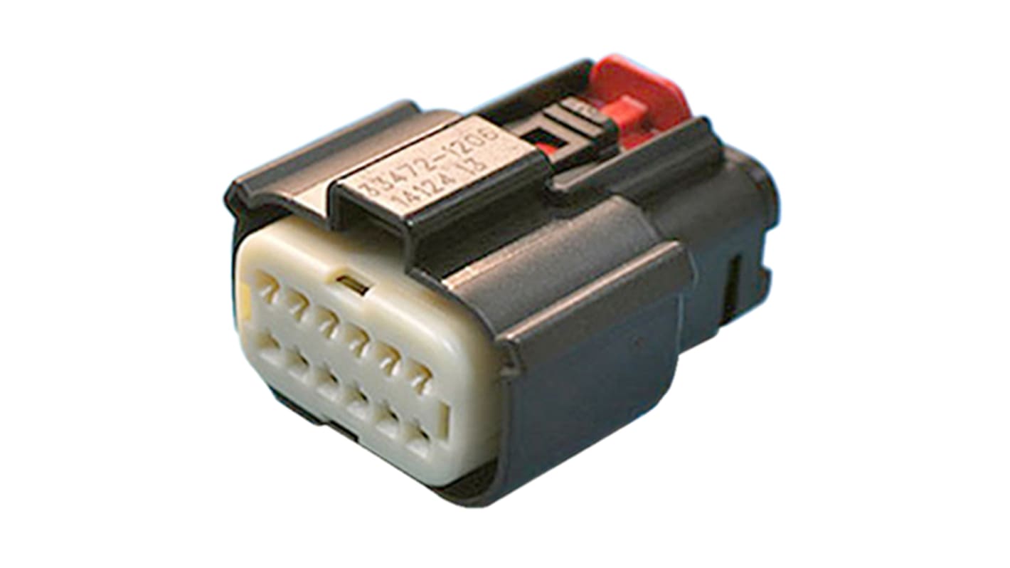 Conector de automoción Molex MX150 33472 Hembra de 12 vías en 2 filas, 22A, terminación: Crimpado