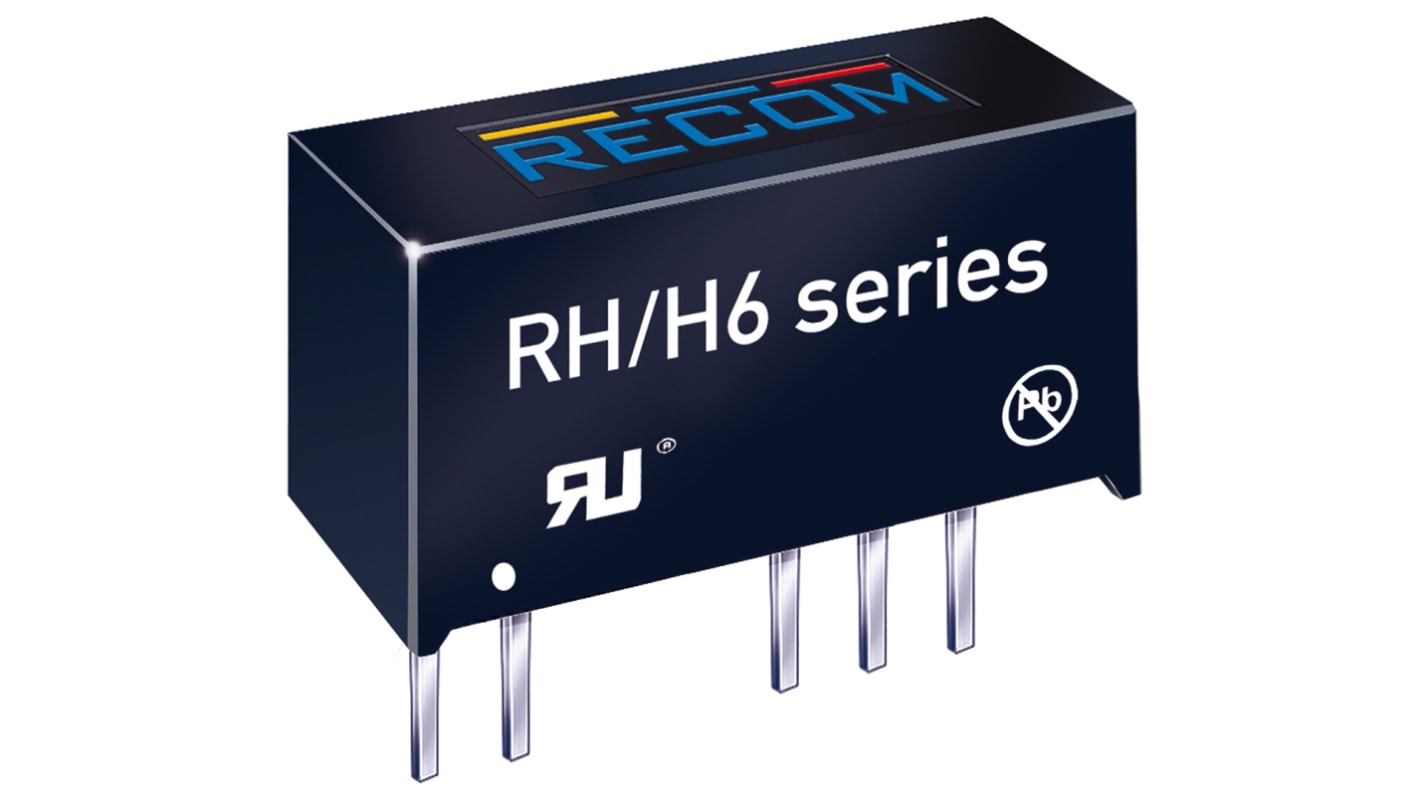 Recom DC-DCコンバータ Vout：±12V dc ± 10.8 V dc 、 ± 13.2 V dc, 1W, RH-1212D/H6